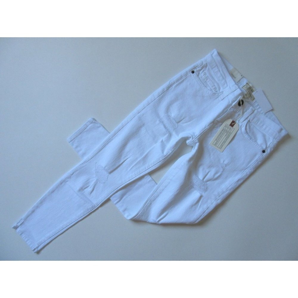 NWT Current/Elliott Stiletto in Sugar Destroy Uneven Cut Hem Skinny Jeans 26